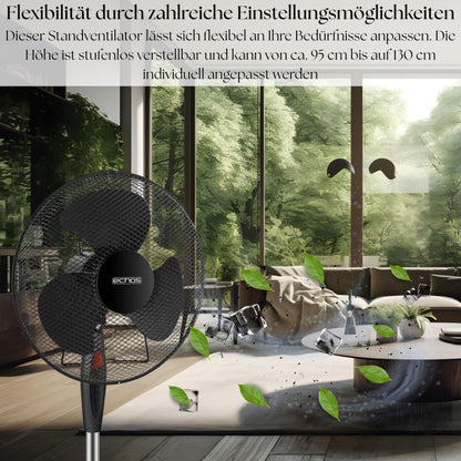 Echos® Standventilator (Ø 43cm): Sehr leise, Energiesparend, 3 Stufen, Oszillation