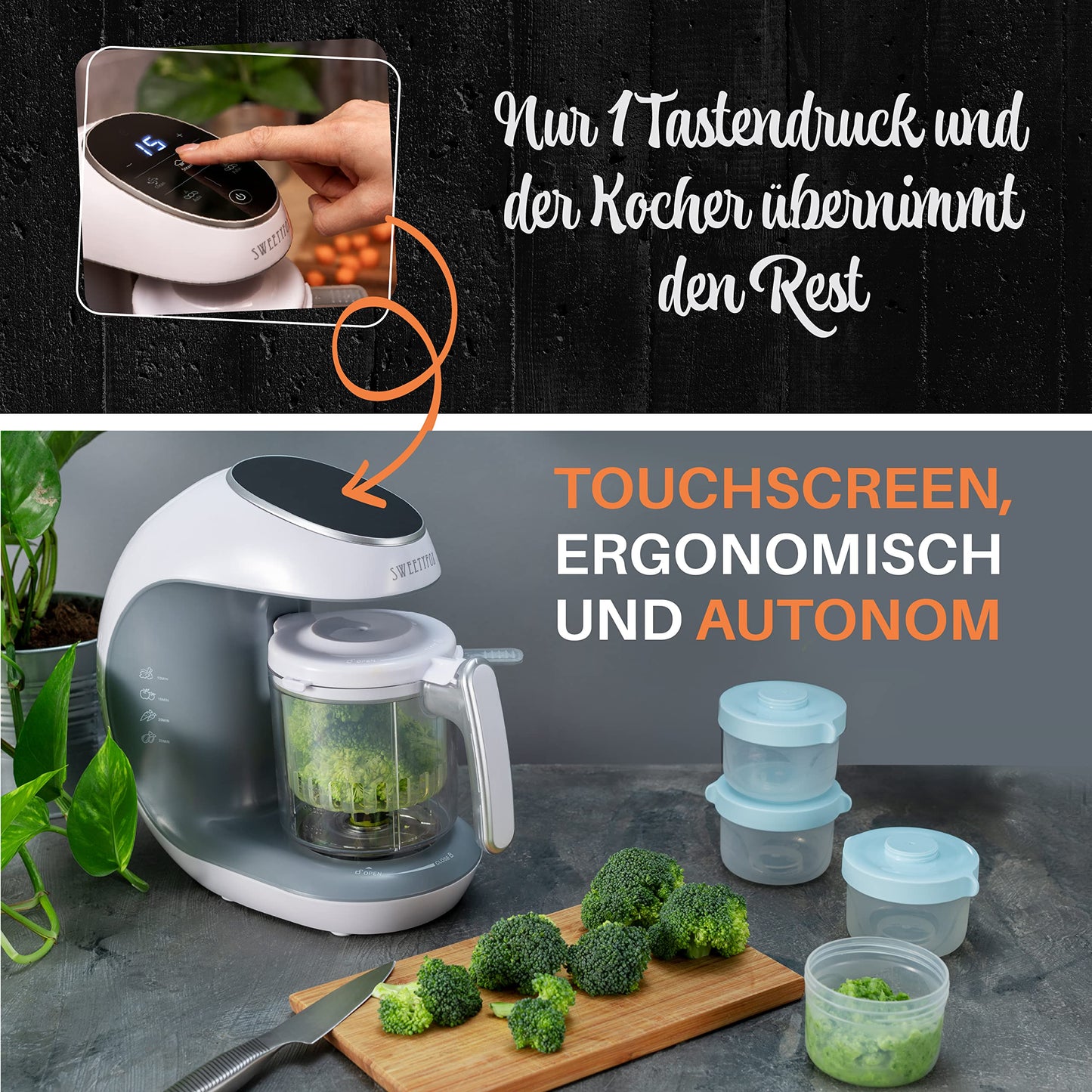 SWEETY FOX: 7-in-1 Multifunktions Babynahrungszubereiter mit automatische Reinigungsfunktion