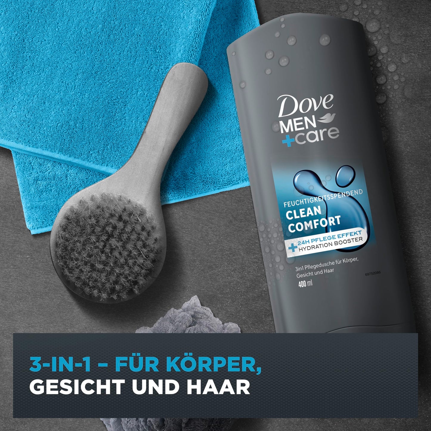 Dove Men+Care 3-in-1 Shower Gel 'Clean Comfort' Shower Gel for Body, Face and Hair (6x400ml)