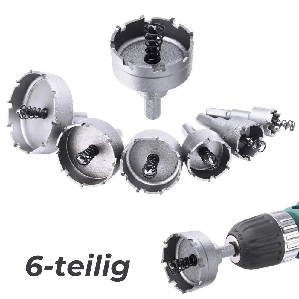 6tlg. Metallbohrer-Set mit Hartmetallspitze 16-32mm: Lochsägen für Metall und Holz1