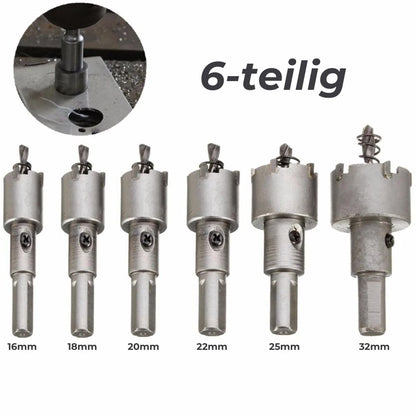 6tlg. Metallbohrer-Set mit Hartmetallspitze 16-32mm: Lochsägen für Metall und Holz2