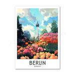 World Cities Retro Travel Poster | Canvas Print, Aesthetic Wall Decoration without Frame