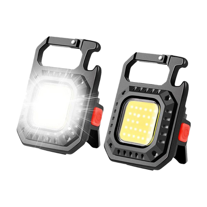COB Keychain LED Flashlight with 1000 Lumens | 3 Light Modes and Folding Bracket: Rechargeable