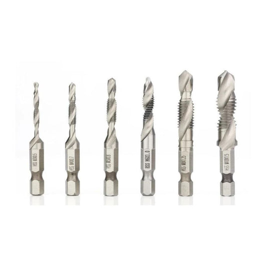 6-teilig Titanbeschichtete HSS-Gewindebohrer mit Tap-Bits: M3-M10