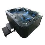 Home Deluxe Outdoor Whirlpool 'Black Marble Plus' with stairs and thermal cover: Heating, LED