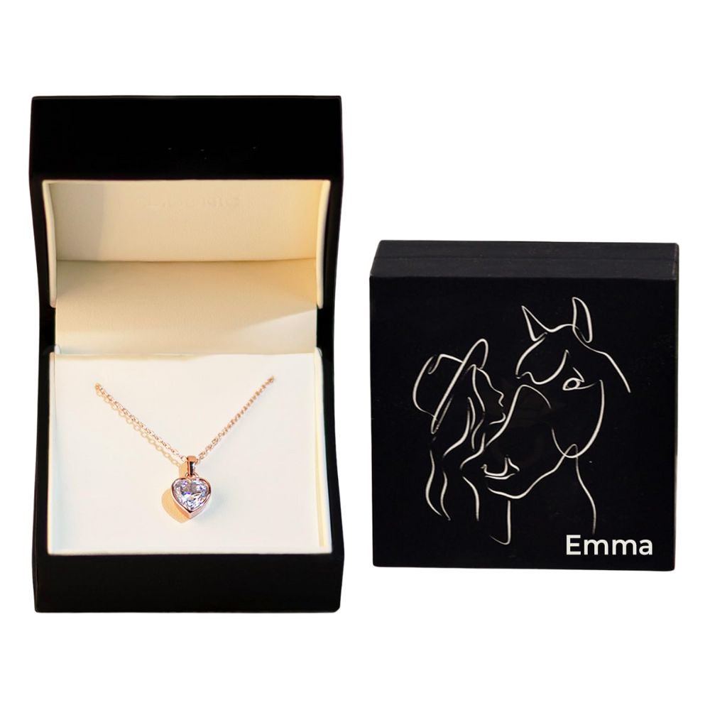 AMOONIC heart necklace for girls (925 silver) rose gold-plated: children's necklace with '45cm' heart pendant