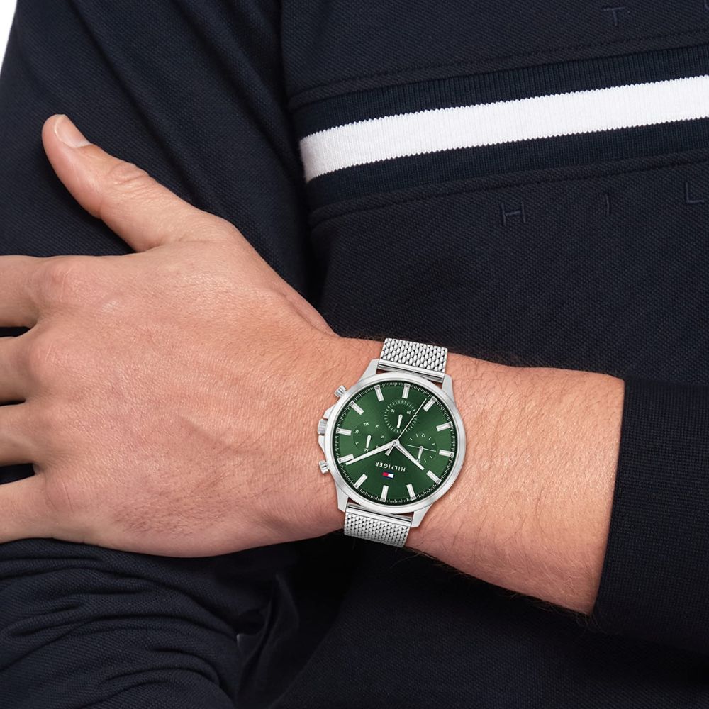 Tommy Hilfiger 'Multi Dial Quartz' watch for men with silver stainless steel mesh link bracelet 