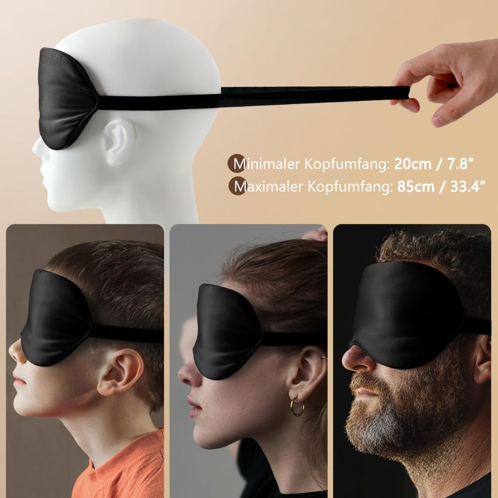 AOSUN sleep mask made of 100% organic silk: lightproof &amp; skin-friendly, OEKO-TEX