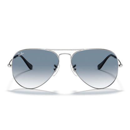 Ray Ban 'Aviator' Sonnenbrille für Herren: Silbernes Gestell, Gläser mit blauem Farbverlauf