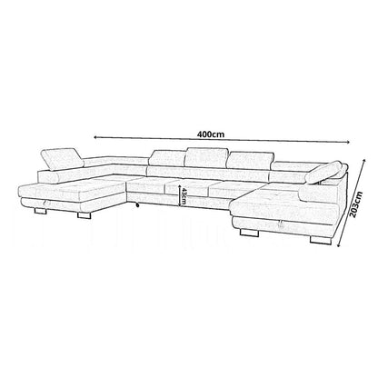 Premium 3-seater corner sofa with sleeping function 'Big PASTI U-shape' and bed box