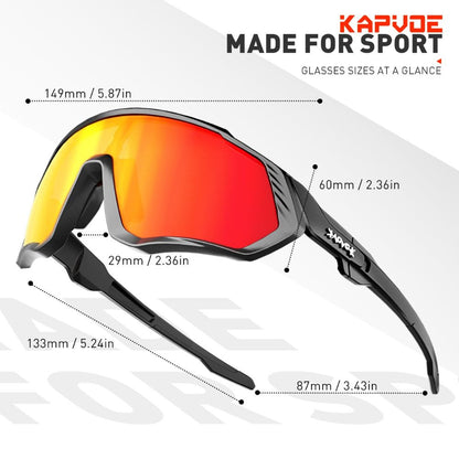 Kapvoe Unisex Sports Glasses with 5 Interchangeable Lenses: UV400, TR90 Frame, Polarized Lens