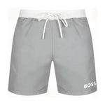 BOSS Men's 'Starfish Medium Grey' swim shorts with drawstring: Quick-drying