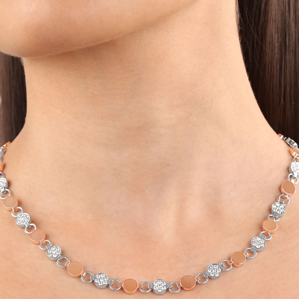 s.Oliver stainless steel necklace for women with crystals from Swarovski (IP-Rose)