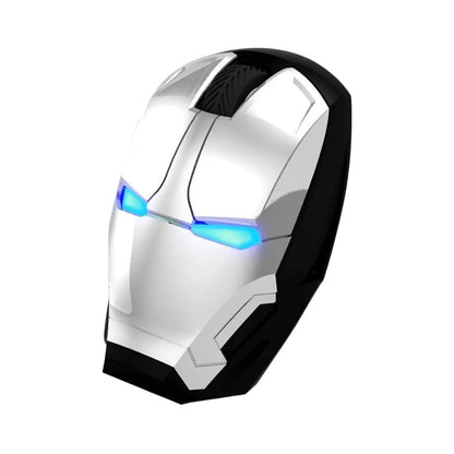 Iron Man Wireless-Maus: Ergonomisch, 2.4G USB Funk, LED-Licht, 1600DPI, leiser Klick, für PC, Laptop, MacBook (Silber-Schwarz)