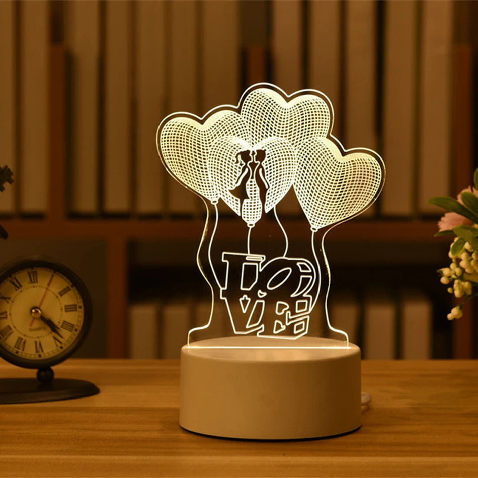 3D Acryl-USB-LED-Nachtlicht im Geschenkbox | Warmweiß