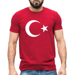 Türkei-Flagge Kurzarm Casual T-Shirt in Rot | Neumond-Stern Design