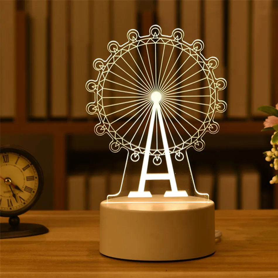3D Acryl-USB-LED-Nachtlicht im Geschenkbox | Warmweiß