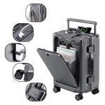 Multifunctional Trolley Suitcase with Front Opening | USB Port, Cup Holder, Hand Luggage & Travel Suitcase 