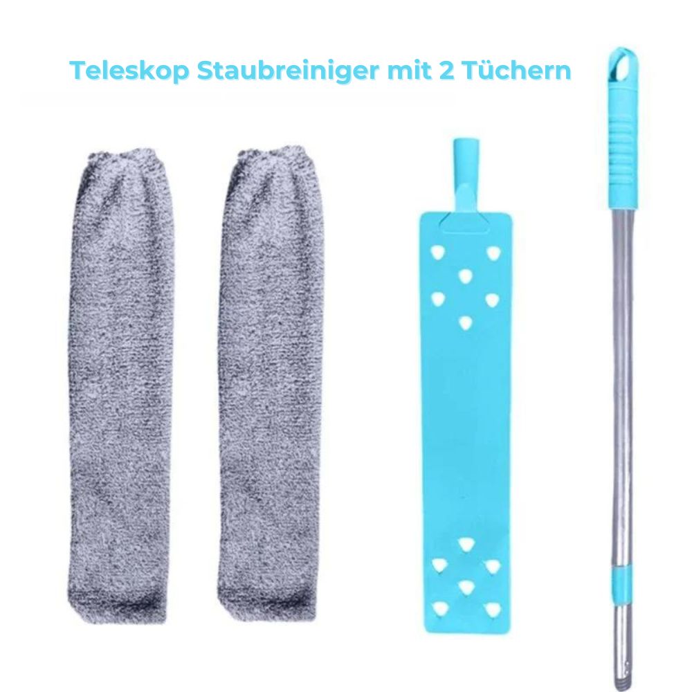 Einziehbarer Spalt-Staubreiniger: Teleskop-Flachbürste mit langem Griff und waschbaren Tüchern1