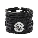 Vintage Ethnic Design Braided Leather Bracelet for Men with Wooden Beads